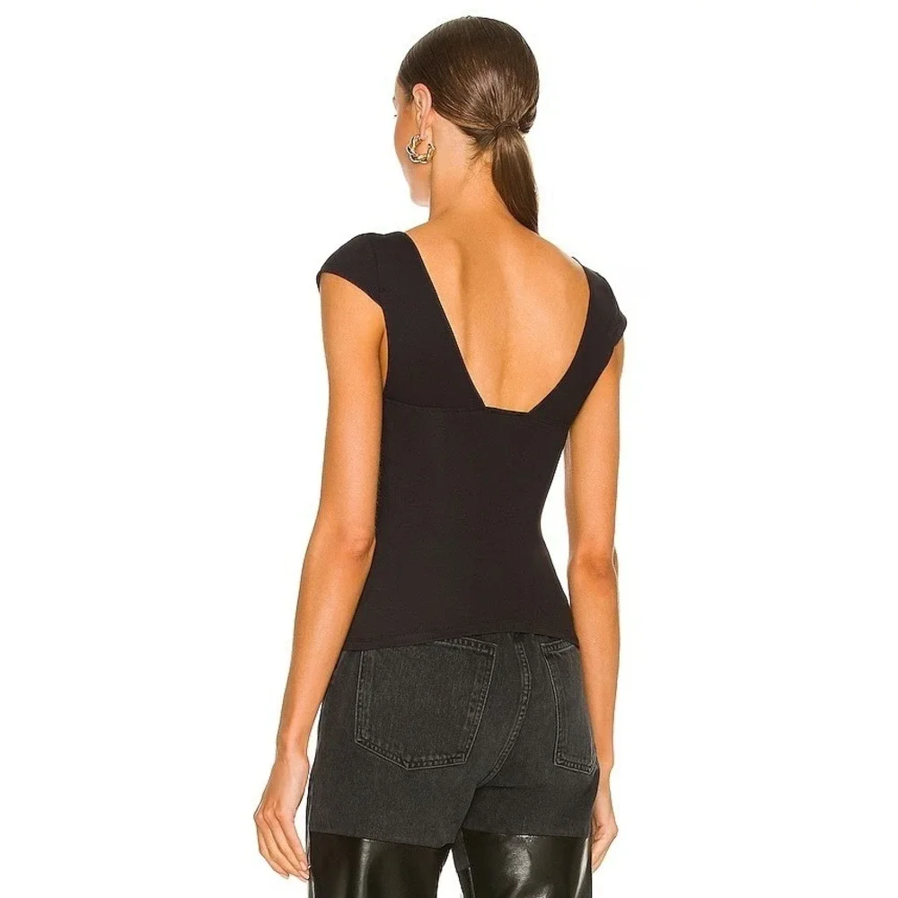 Intimately Free People Womens Medium‎ Black Duo Corset Cami Top Stretch Shirt